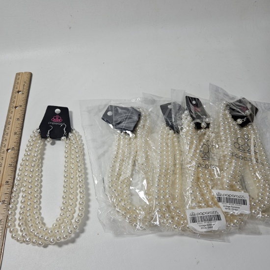 Lot of 5 Paparazzi Vintage Romance Choker Necklaces - New