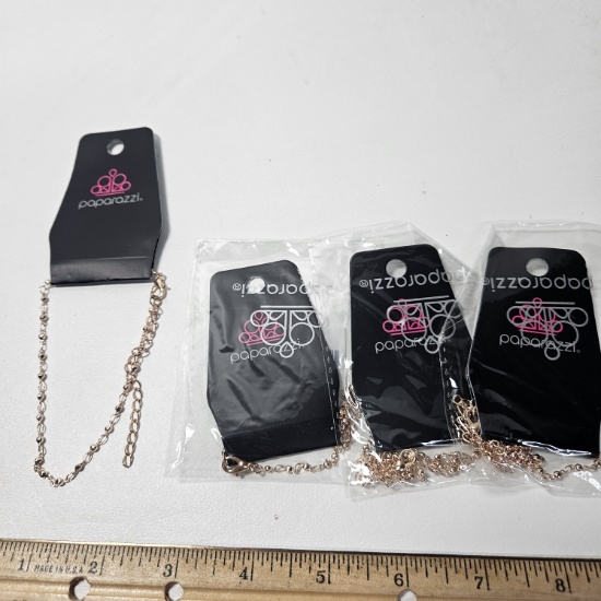 Lot of 4 Paparazzi Shore Shimmer Rose Gold Tone Anklets - New