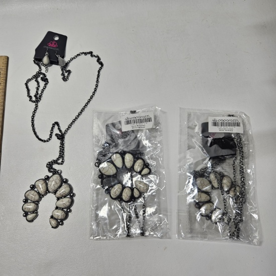 Lot of 3 Paparazzi Stone Monument Necklaces - New
