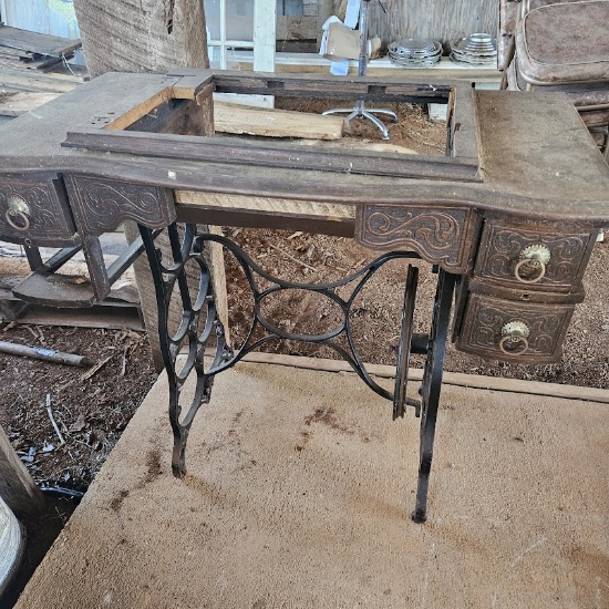 Sewing Machine Cabinet with Cast Iron Base
