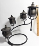 Vintage 4 Arm Candelabra Oil Lamp, Cast Iron Stand