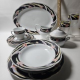 Remington Fine China, Floral Pattern with Gold Trim, 59 Pieces Total