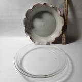 Pyrex and Ruffled Edge Pottery Pie Dishes