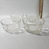 Set of 4 Arcoroc France Thumbprint Bowls