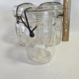 Lot of 3 Pint Size Atlas EZ Seal Jars with Glass Lids and Bail Wire