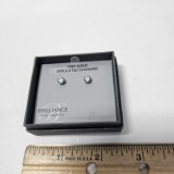 New in Box 10 Kt White Gold Earrings with 5 MM Round Simulated Diamond