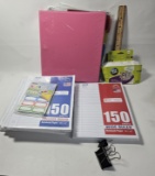 Lot of School Supplies, 7 Packs of Loose Leaf Paper, Binder and More