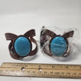 Lot of 2 Paparazzi Copper Tone and Faux TurquoiseCuff Bracelets - New