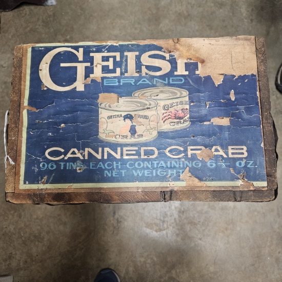 Antique Geisha Canned Crab Wood Crate Online Auctions Proxibid