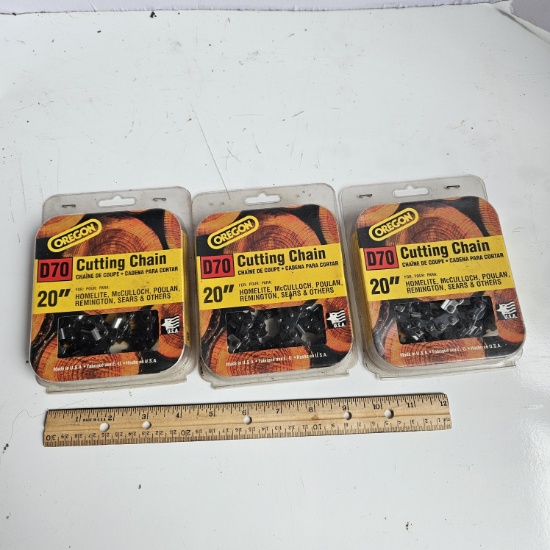 Lot of 3 Oregon D70 20” Chainsaw Chains - New