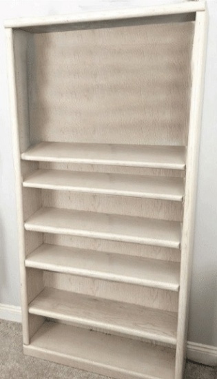 Solid Oak Whitewashed Bookshelf with Adjustable Shelves