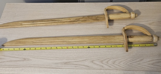 Lot of 2 Wooden Toy Swords