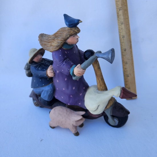 Williraye Studio Girl & Boy On Scooter with Animals Figurine
