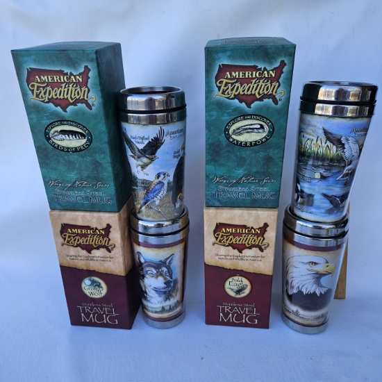 Lot of 4 Stainless Steel Travel Mugs - New in Boxes