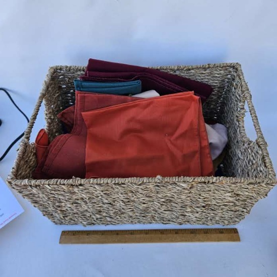 Basket with Assorted Cloth Napkins