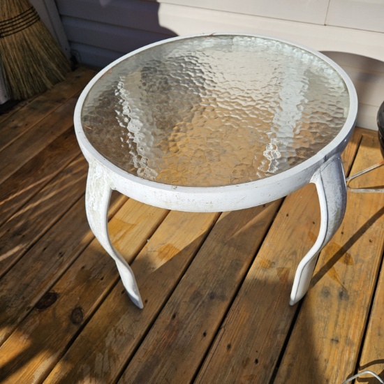 Metal Patio Table with Glass Top