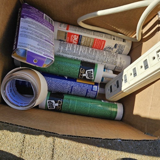 Box Lot of Caulk and Other Items