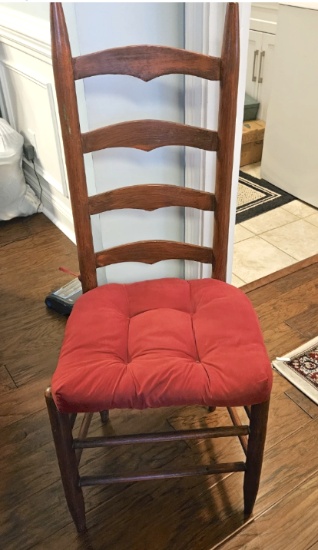 Vintage Ladder Back Chair with Woven Seat