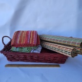 Basket Containing Kitchen Towels / Washcloths and Placemats