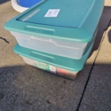 Lot of 2 Under Bed or Craft Storage Totes