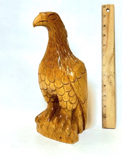 Hand Carved Wooden Eagle Sculpture