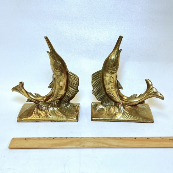 Pair of Brass Sword Fish Bookends