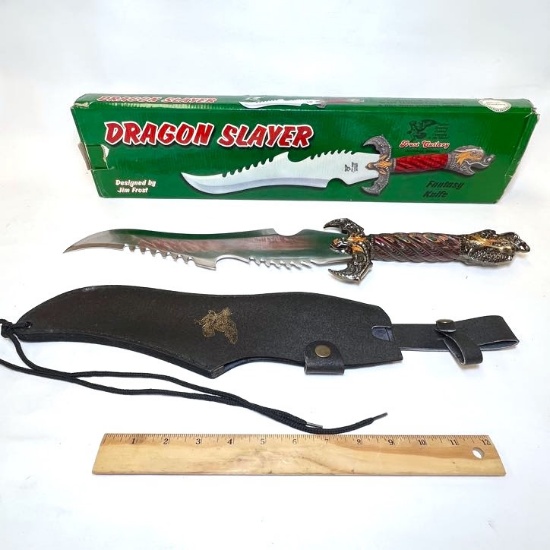 Dragon Slayer Frost Cutlery Fantasy Knife with Scabbord & Box Design by Jim Frost