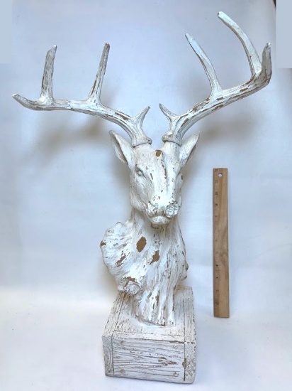 Unique Carved Wooden Buck Sculpture