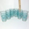 Vintage 6 pc Turquoise Monticello Horse & Buggy Pattern Tumblers