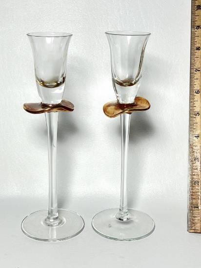 Pair of Vintage Italian Venetian 8" Cordial Sipping Glasses