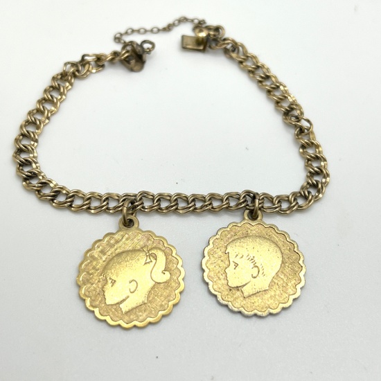 Vintage 1/20 12K Gold Filled Bracelet with Children's Silhouettes Charms