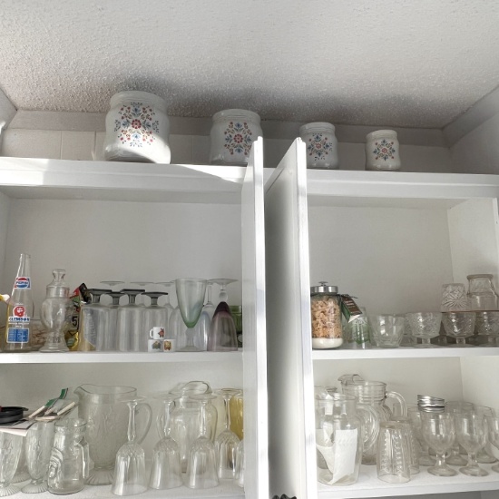 Cabinet Lot of Various Glassware