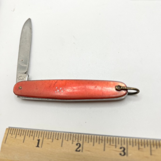 Vintage Lark Single Blade Pocket Knife with Loop For Keychain