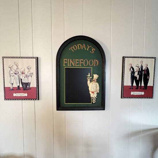 3 pc Chef Wall Art with Center Chalkboard