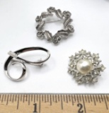Lot of 3 Silver Tone Signed Sarah Coventry Pins
