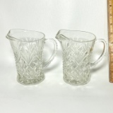 Pair of Anchor Hocking Clear Pressed Gllass Creamers with Pineapple Pattern