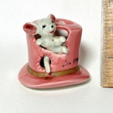 Adorable Vintage Napcoware Mouse in Top Hat Pottery Toothpick Holder