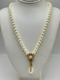 Faux Pearl Necklace with Dangling Pearl