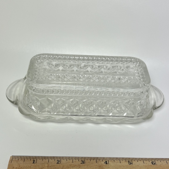 Anchor Hocking Wexford Pressed Gllass Butter Dish