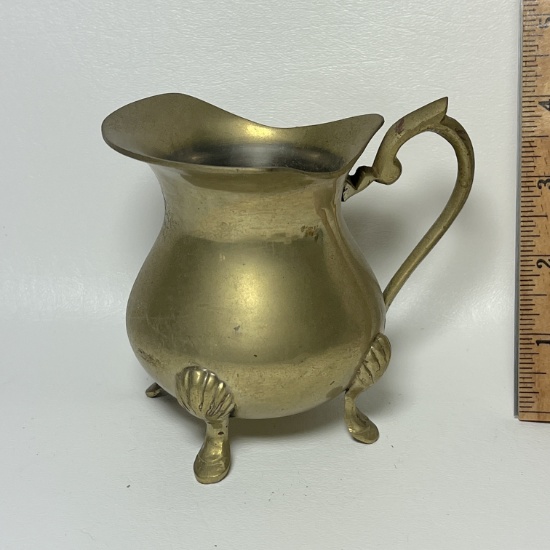 Vintage Footed Brass Pitcher