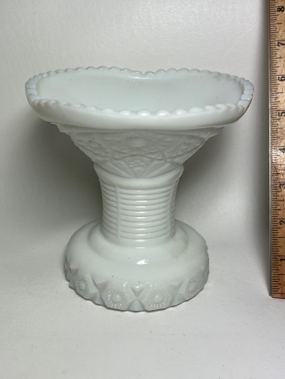 Heavy Milk Glass Punch Bowl Base or Vase