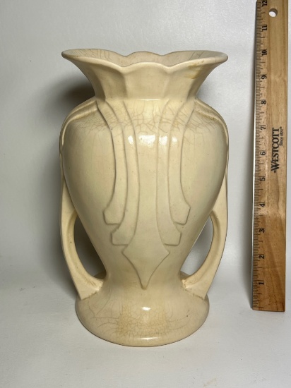 Hull Art Deco Ivory Pottery Double Handled Granada Vase