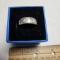 14K White Gold Band with Clear Stones in Cross, Size 8