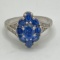 Sterling Silver Ring with Blue Stones Size 10