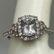 Sterling Silver Ring with Clear Stones Size 10