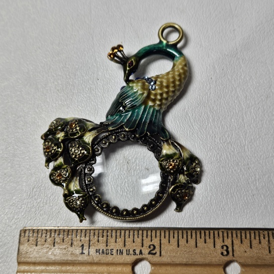 Peacock Magnifying Glass Pendant