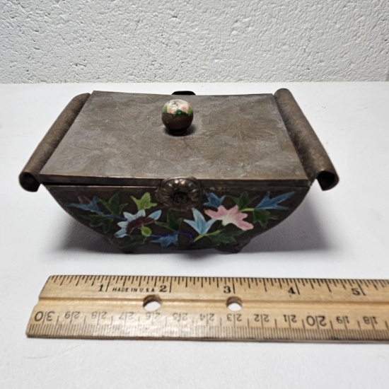 Early Unique Copper Repousse Trinket Box