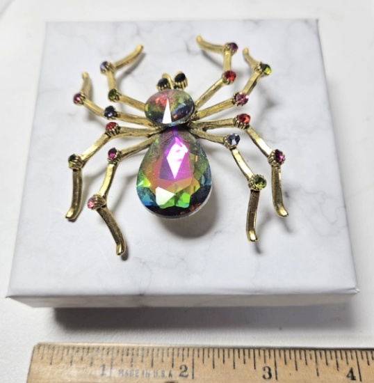 Spider Brooch with Multi Colored Stones