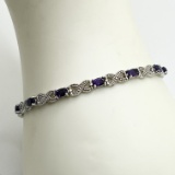 Sterling Silver Bracelet with Purple Stones