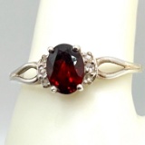 Sterling Silver Ring with Red Stone Size 10